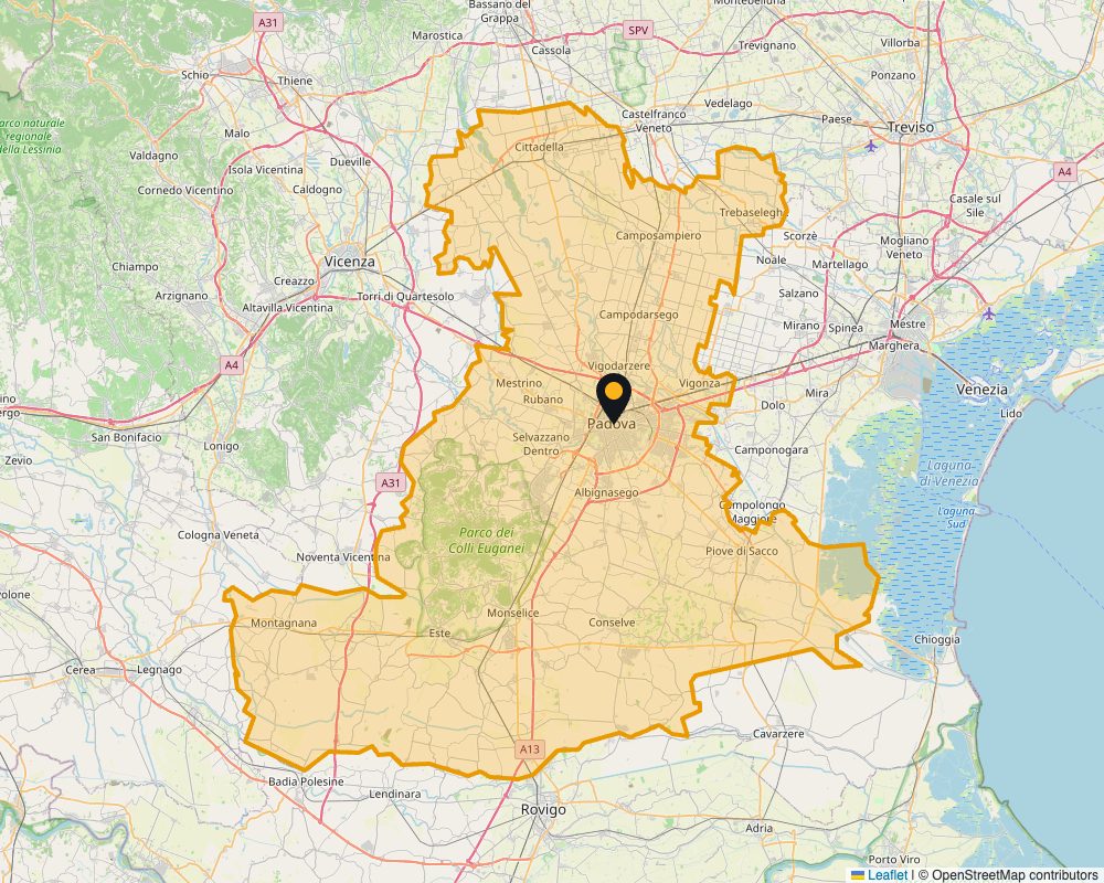 Mappa della zona servita: Padova e provincia