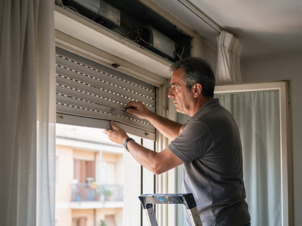 Tecnico al lavoro: riparazione tapparelle a Padova